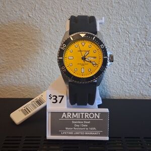 Armitron Yellow and Black Stainless Steel Watch